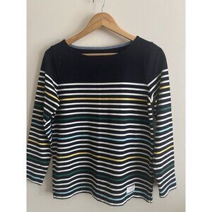 TALBOTS Petite Authentic Talbots Shirt Brigitte Blue Green Stripes Thick Cotton